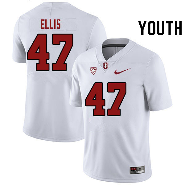 Youth #47 Caleb Ellis Stanford Cardinal College Football Jerseys Stitched Sale-White - Click Image to Close